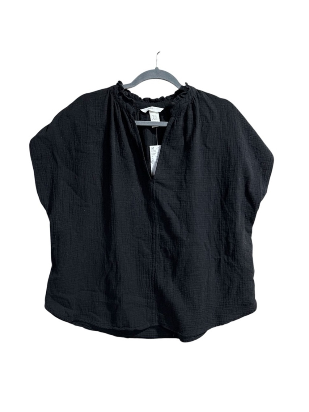 H&M Black Textured Blouse XXL Lightweight Boho Casual Top Women